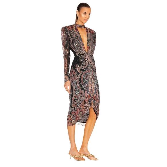 Rococo Sand Nott Midi Dress In Black Size Small - Picture 5 of 16